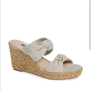 Stuart Weitzman Sarina Knot Espadrille Wedge Slide Sandal Suede Sz 7